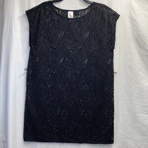 Merona Lace Trim Bathing Suit Cover up Dress Women Medium Black Beachwear
